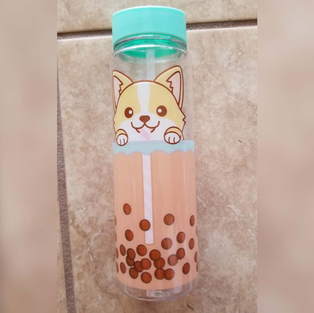 Corgi Drinking Boba BPA Free Plastic Water Bottle